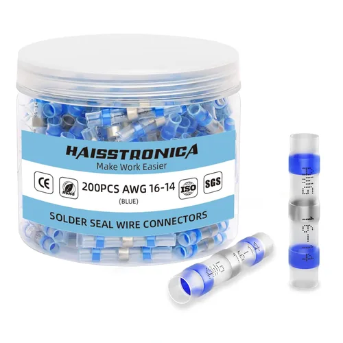 haisstronica 200 conectores de alambre de sellado de soldadura, conectores de cable impermeables, conectores de tope termocontraíbles para