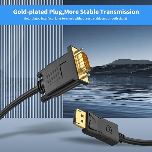 Miniatura 5 de Adaptador DisplayPort a (salida) VGA DP a VGA Cable macho a macho chapado en oro para computadora, laptop, monitor, TV, proyector (no bidireccional)
