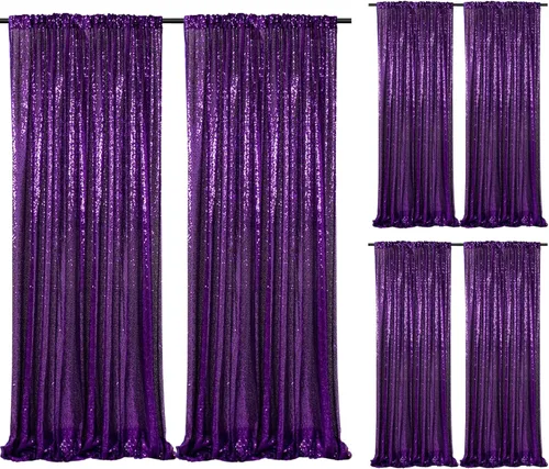 Miniatura 24 de Cortinas de fondo de lentejuelas rosas de 2 piezas, 2 pies x 8 pies, fondo de fotografía, cortina para fiestas con purpurina, fondo de boda, tela