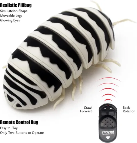 Miniatura 2 de Tipmant Gusano de control remoto RC Bug realista Pillbug electrónico juguete de broma animal insecto vehículo vehículo niños regalos de cumpleaños