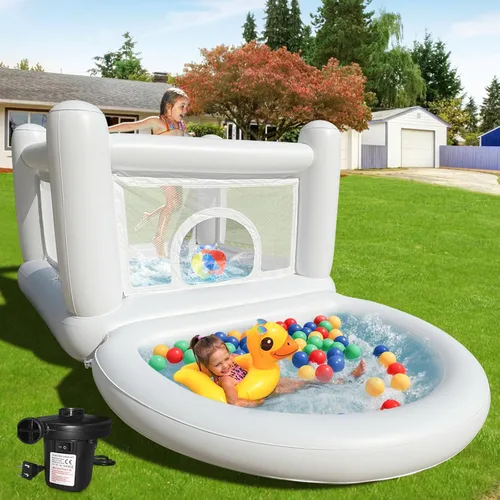 White Bounce House - Casa inflable para niños de 3 a 6 años, casa inflable para interiores y exteriores para niños y adultos