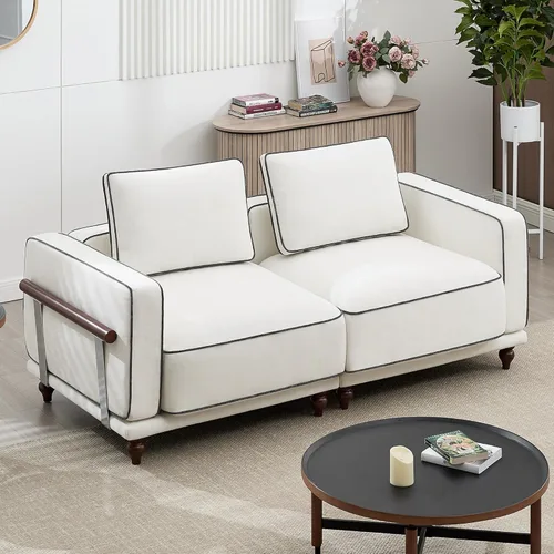 Miniatura 22 de Otomano cuadrado de 35'' para sofá seccional modular, otomanos tapizados y móviles con reposapiés para sala de estar, dormitorio, chenilla blanca