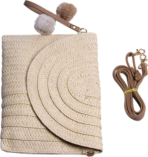 Miniatura 6 de Freie Liebe Bolsos de mano de paja para mujer, bolsos de playa de verano, bolsos de mano tejidos tipo sobre
