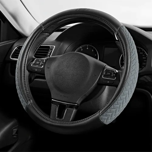 Skechers - Funda para volante de cuero con amortiguación máxima, funda universal de 14" 1/2-15" para proteger el volante del automóvil para hombres