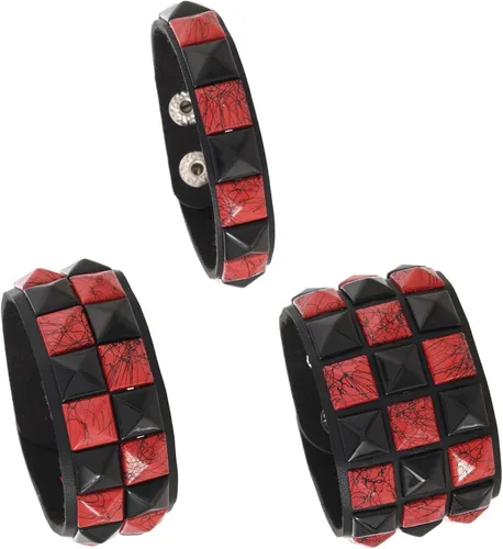 Miniatura 17 de 3 pulseras punk, pulseras de cuero con tachuelas, pulsera emo, pulseras góticas ajustables para hombres y mujeres