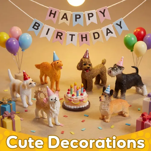 Miniatura 4 de Zhanmai Juego de 32 mini figuras de perro, figuras realistas de animales de cachorro, juego de raza de plástico pintado a mano, recuerdos de fiesta
