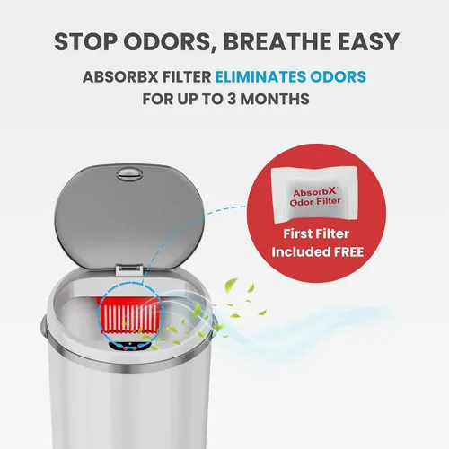 Miniatura 4 de iTouchless Cubo de basura redondo, perfecto para el hogar, cocina, oficina, cubo de basura con sensor sin contacto de 13 galones con sistema