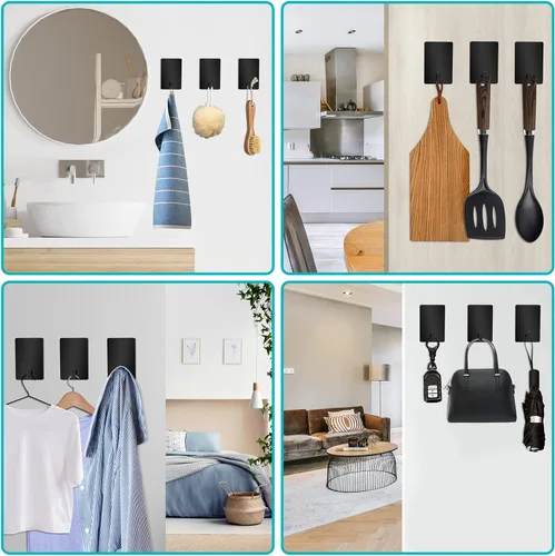Miniatura 4 de Ganchos adhesivos resistentes, ganchos de pared autoadhesivos de acero inoxidable, ganchos adhesivos para toallas para cocina y baño, ganchos