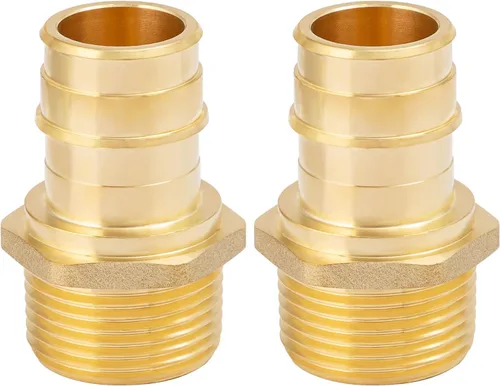 SUNGATOR Paquete de 2 adaptadores Pex A de expansión de 1 x 1 pulgada macho NPT de latón sin plomo, ASTM F1960 solo para tubos Pex-A