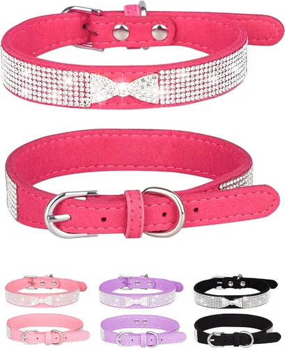 Collar de perro brillante para perros pequeños, medianos y grandes, collares de perro con corona de diamantes de imitación para perros hembras y
