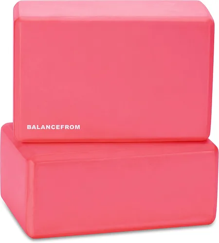 Miniatura 2 de BalanceFrom GoYoga - Juego de 2 bloques de yoga de alta densidad, 9 x 6 x 4 pulgadas cada uno Rojo