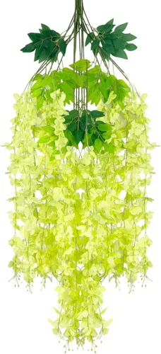 Miniatura 48 de Paquete de 12 guirnaldas de flores colgantes de glicina blanca, enredaderas de flores artificiales de 3.77 pies, glicinia falsa, guirnalda colgante