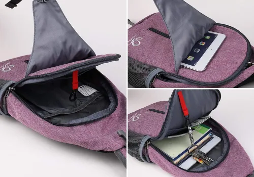 Miniatura 160 de WATERFLY Bolsa pequeña de senderismo: mochila cruzada para el pecho, mochila para hombres y mujeres con correa de hombro agradable a la piel