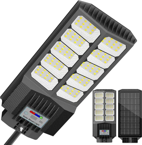 Miniatura 11 de Paquete de 3 luces solares de calle de 9500 W, 240000 lm, IP67, impermeables, del atardecer al amanecer, luces de calle solares al aire libre
