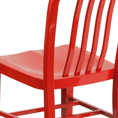 Miniatura 6 de Flash Furniture Silla de metal rojo de grado comercial para interiores y exteriores