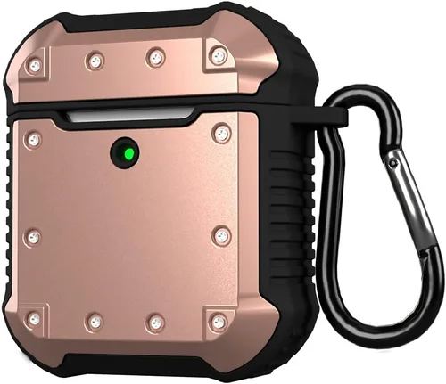 TALK WORKS Funda para AirPods con llavero – Funda protectora resistente para AirPods, funda de llavero con clip, mosquetón de carga inalámbrica, Rosa
