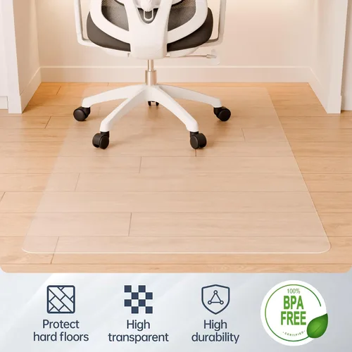 Miniatura 4 de Tapete para silla de escritorio para suelos duros, 48 x 30 pulgadas, protector transparente de oficina para madera dura, tapete de plástico de fácil