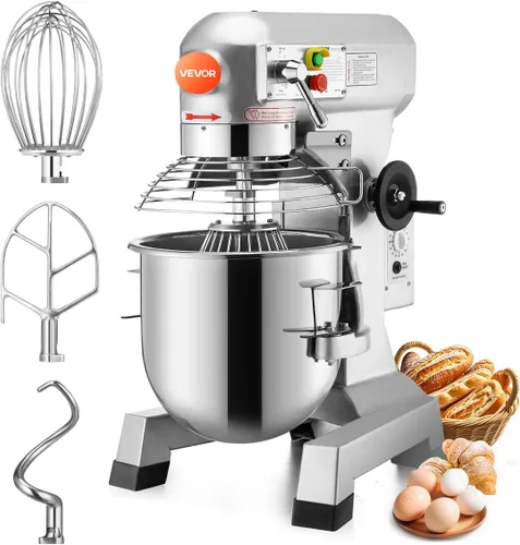 Happybuy Mezclador de alimentos comercial de 20Qt con función de temporización, mezclador comercial de 1100W, recipiente de acero inoxidable,