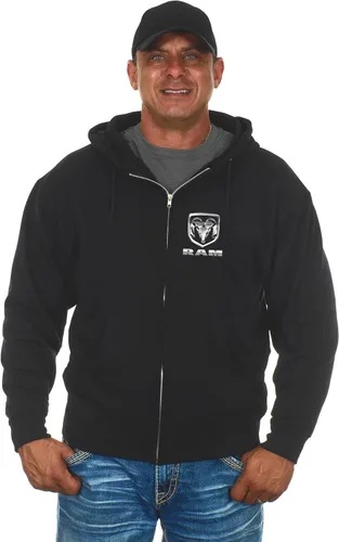 Miniatura 2 de JH Design Group Sudadera con capucha Dodge RAM con cremallera para hombre, color negro