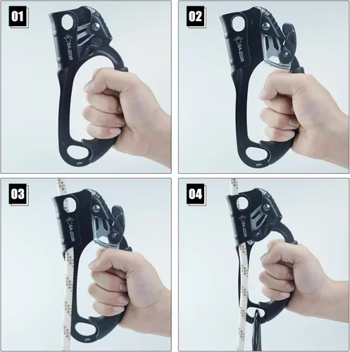 Miniatura 8 de Ascensor de mano CE, equipo de engranaje de rapel de 308.6 lbs con mango de goma ergonómico para arbolista de árboles de escalada en roca