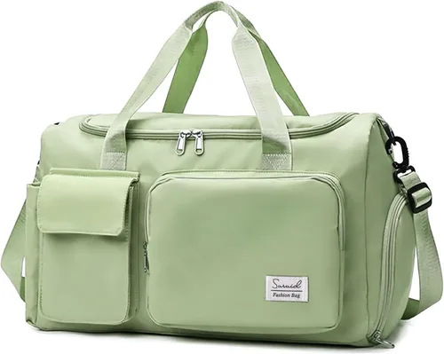 Suruid Bolsa de gimnasio deportiva con compartimento para zapatos, bolsa de viaje con bolsillo separado seco y húmedo para hombres y mujeres, bolsa