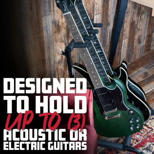 Miniatura 2 de Rok-It - Soporte para múltiples guitarras con diseño plegable, capacidad para hasta 3 guitarras eléctricas o acústicas (RI-GTR-RACK3)