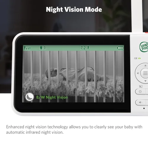 Miniatura 6 de LeapFrog Monitor de bebé LF2415, pantalla LCD IPS de 5 pulgadas, rango de 1000 pies, visión nocturna, canciones de cuna relajantes, luz nocturna