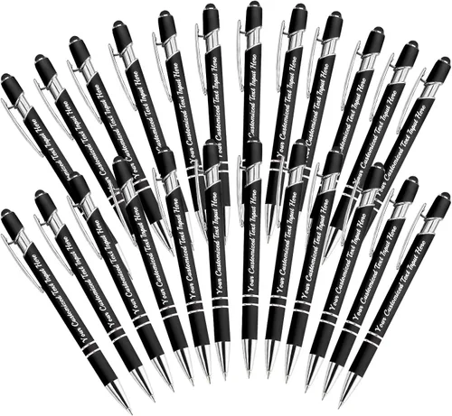 Miniatura 45 de Bolígrafo personalizado, 50 bolígrafos personalizados, grabado a granel con logotipo de nombre, lápiz digital de tinta negra suave con toque