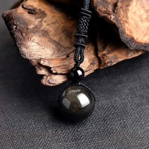 Miniatura 28 de iSTONE Collar unisex con dije de cuentas redondas auténticas, cadena de cuerda negra de 24 pulgadas para hombres y mujeres