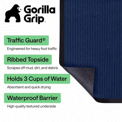 Miniatura 23 de GORILLA GRIP Tapete impermeable para puerta de protección de tráfico, 35 x 23 pulgadas, tapetes de entrada resistentes, tapetes comerciales con Negro