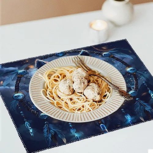 Miniatura 6 de Wolf Dream Catcher Placemats Set of 6 Resistant Table Mats Washable Place Mats for Dinner Party Table Decoration