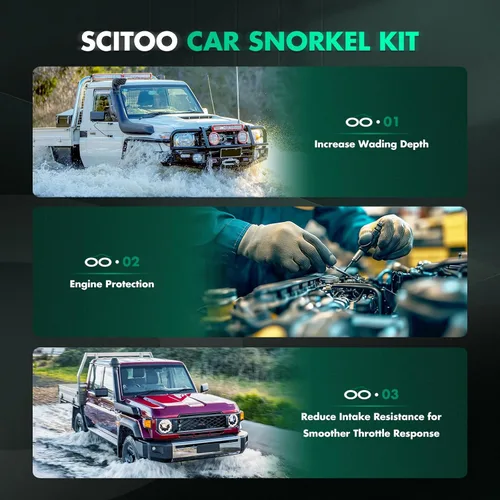 Miniatura 6 de SCITOO Kit de esnórquel de repuesto compatible para Mitsubishi Pajero NM Series Petrol 6G74 3.5Litre-V6 Diesel 4M41-T 3.2Litre-I4 Negro