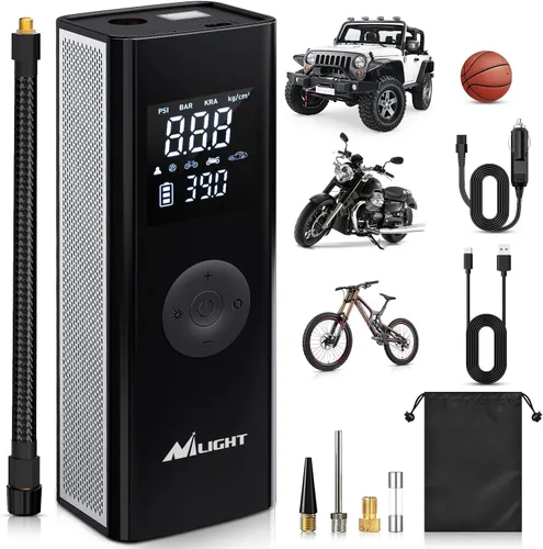 Miniatura 11 de Nilight Inflador de Neumáticos Compresor de Aire Portátil Recargable 12VDC 150PSI Batería Inalámbrica Alimentada por Encendido 2 Veces Más Rápida
