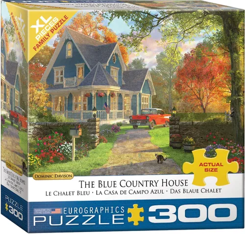 Blue Country Home - Rompecabezas de 300 piezas de gran tamaño