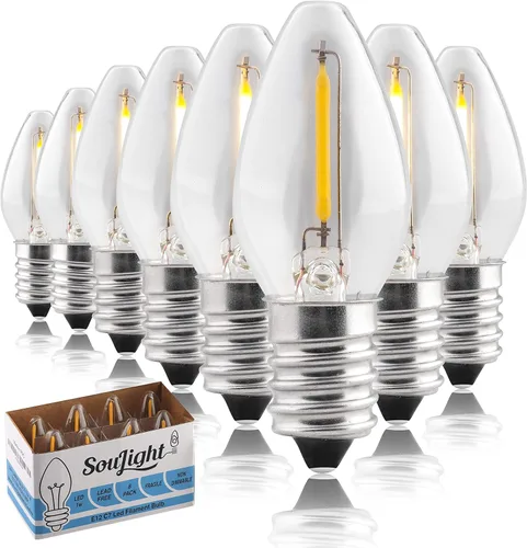 Bombilla LED nocturna – Bombillas LED C7 E12 – Bombillas de candelabro, bombilla incandescente equivalente a 1 vatio de 10 W, blanco cálido 2700 K,