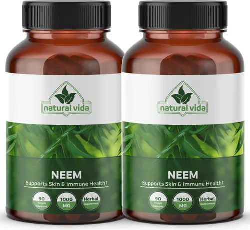 Miniatura 2 de Suplemento herbario Neem 1000mg - 90 cápsulas - Apoya la piel, la salud inmunológica y hepática, desintoxicación, cápsulas veganas, sin gluten (1)