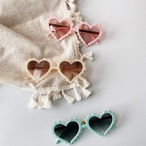 Miniatura 5 de BULINGNA Gafas de sol con forma de corazón anti-UV, para niños, para fiestas, fotografía, al aire libre, playa, 1-8T