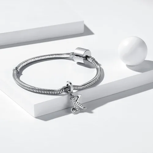 Miniatura 4 de BETTY&SARAH Dijes de plata de ley 925 con letras para pulseras y collares, dije con inicial del alfabeto, regalo de joyería para mujer