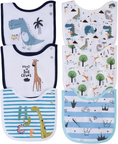 Miniatura 6 de Maiwa - 6 paquetes de baberos impermeables de algodón para bebés, niñas y niños, con broches para babeo y alimentación