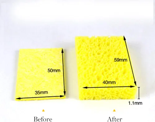 Miniatura 3 de Reemplazo de esponja de limpieza de soldador, almohadillas limpias, rectángulo, amarillo, 2.008 in x 1.378 in, paquete de 10