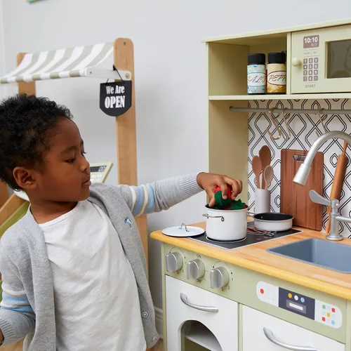 Miniatura 8 de Teamson Kids - Little Chef Boston Modern Play Kitchen - Verde oliva/Blanco 22.25 x 12 x 37.5 pulgadas
