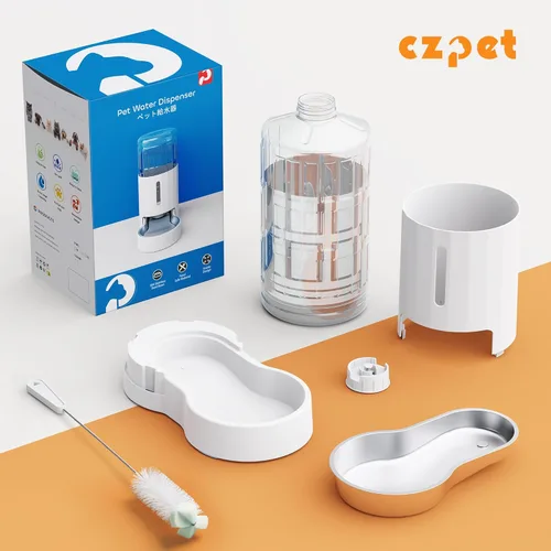 Miniatura 7 de CZPET Dispensador automático de agua de 7L para perros y gatos con cuenco de acero inoxidable, dispensador de agua por gravedad, 100% libre de BPA