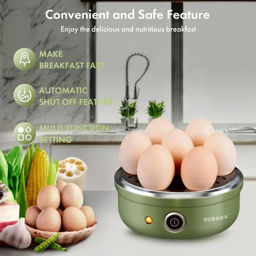 Miniatura 2 de VOBAGA Hervidor eléctrico de huevos, hervidor rápido de huevos con apagado automático para huevos suaves, medianos, duros, escalfados, al vapor