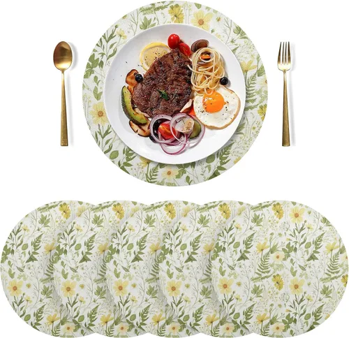 Miniatura 3 de Yellow White Wildflowers Place Mat, Washable Heat Place Mat for Kitchen one sizex1