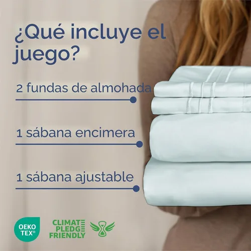 Miniatura 2 de Juego de sábanas de 4 piezas tamaño King, cómodas, transpirables y refrescantes, sábanas de lujo de hotel para mujeres y hombres, bolsillos 23