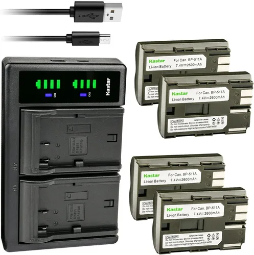 Miniatura 7 de Kastar Cargador de batería USB LTD2 - Reemplazo para Canon BP-511A, BP-512A, BP-522, CB-5L, CG-580, BG-E2N