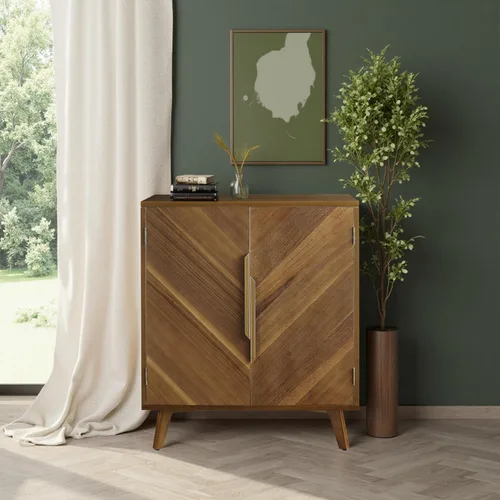 Miniatura 6 de Fat Ant Armario buffet con almacenamiento, aparador moderno de mediados de siglo de 30 pulgadas con 2 puertas, credenza decorativa con estantes