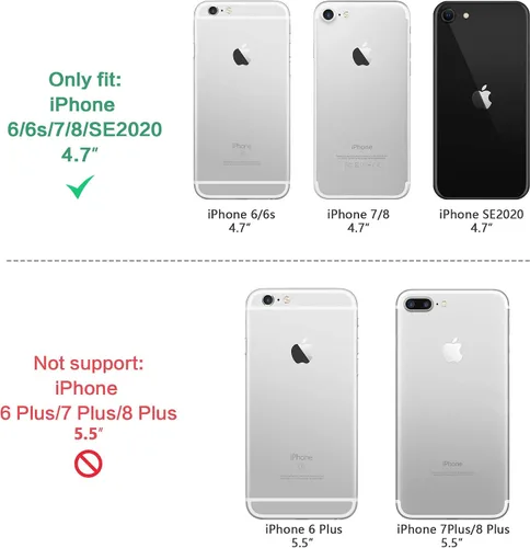 Miniatura 2 de Funda para iPhone SE 2020 con protector de pantalla, a prueba de golpes, con soporte de automóvil, ligera, funda protectora para iPhone 6/6s/7/8/SE