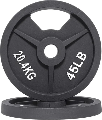 Miniatura 14 de Fitvids Placa de pesas olímpica de 2 pulgadas y de hierro fundido estándar de 1 pulgada para entrenamiento de fuerza y levantamiento de pesas