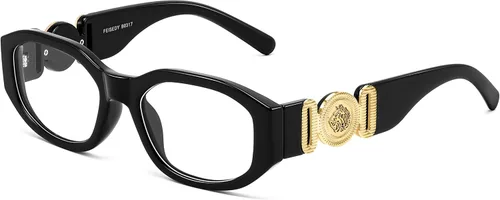 FEISEDY Gafas de lectura de luz azul de moda para mujeres y hombres, lectores antirreflejos vintage de los años 90 B0317 Negro